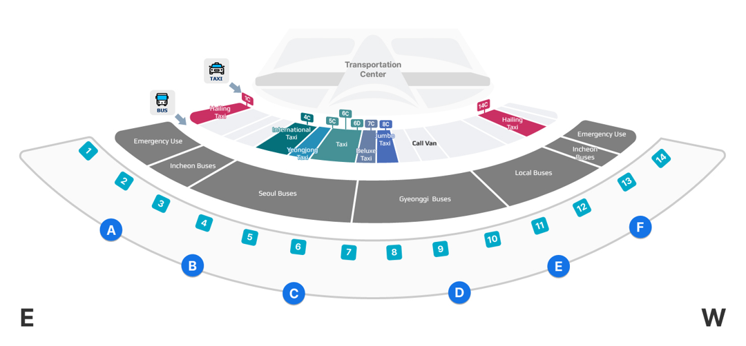 Incheon Airport Terminal 1 taxi stop map