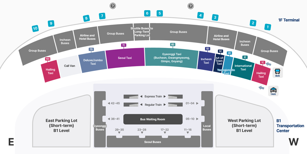 Incheon Airport Terminal 2 taxi stop map